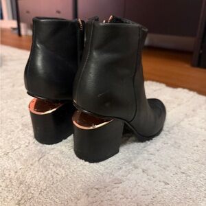 Alexander Wang Black Ankle Boots with Gold Detail